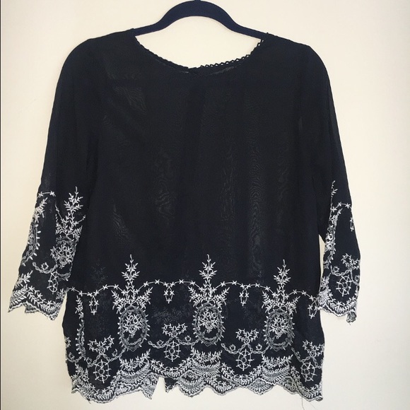 Embellished Black Chiffon Top
