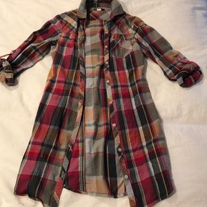 Plaid button up dress.