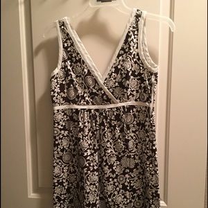 Brown and White Empire Waist Dress
