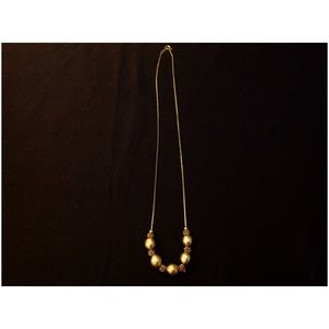 Costume Pearl Filigree & Gold Tone Spacer Necklace