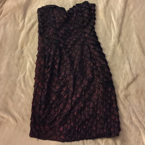 Red and black strapless tight mini dress