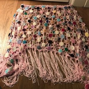 Girls colorful tassel fringe poncho