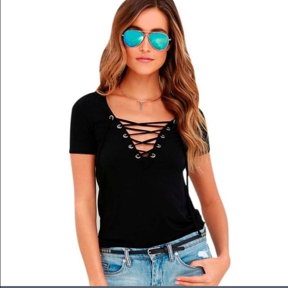 Ladies pullover shirt blouse. Black new S - Picture 2 of 4
