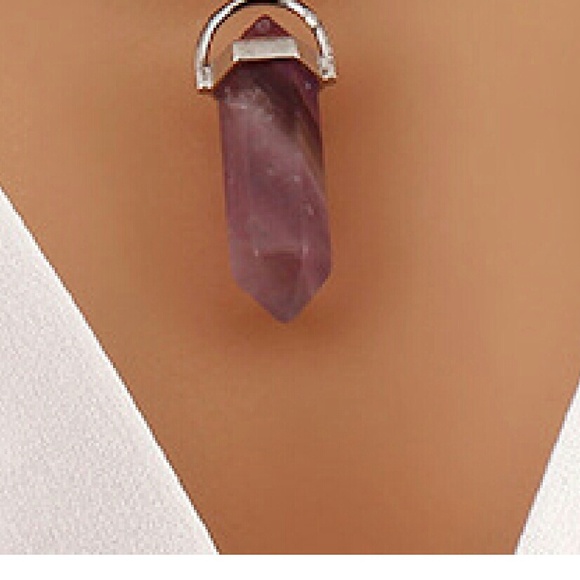 Leather & Multi Precious Stone Pendant Necklace - Picture 4 of 8