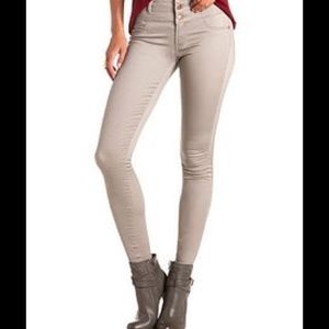 Triple Button High Waist Skinny Jeans