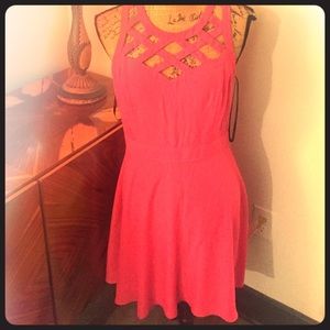 Guess pink halter lattice detail dress 10 NWOT
