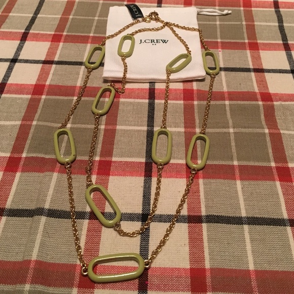 J. Crew gold chain with green accent links NWT