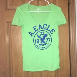 LIME GREEN AND SPARKLE BLUE AE TSHIRT