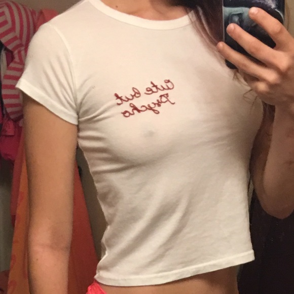 BLUE Cute But Psycho crop top