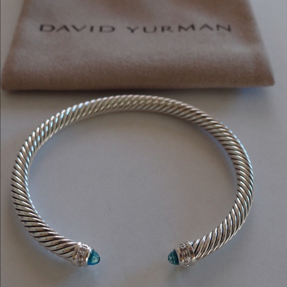 David Yurman Cable Bracelet, Blue Topaz, Diamonds