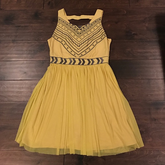 Dresses & Skirts - Mustard Yellow Embroidered Dress