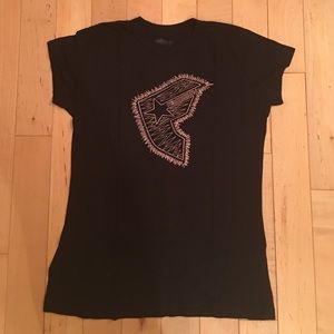 Womens Famous Stars & Straps black and pink tee