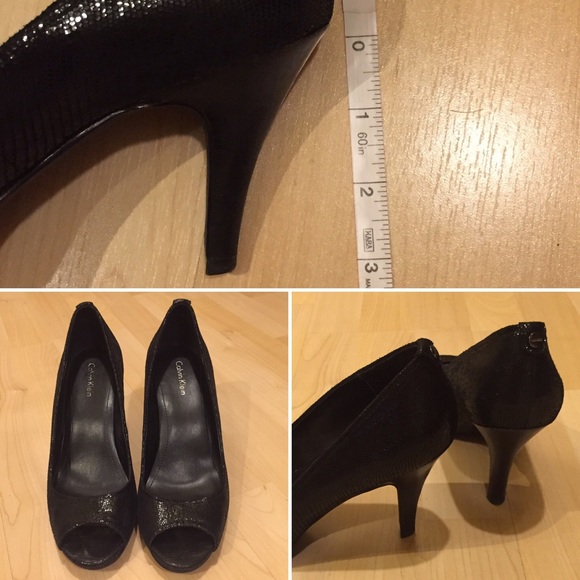 Calvin Klein black peep toe heels - Picture 2 of 3