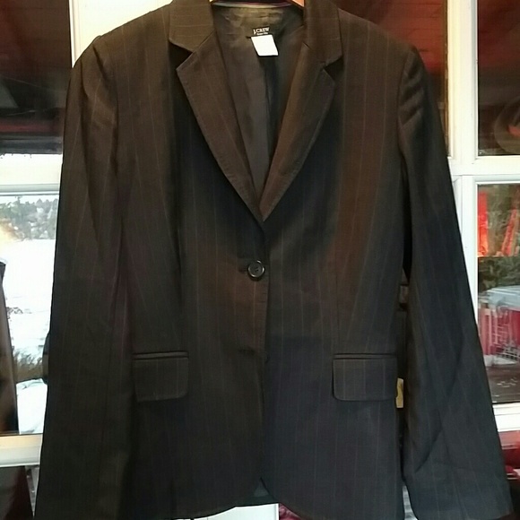 J Crew Size 4 EUC Charcoal Striped Blazer Wool
