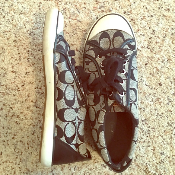 Authentic Black Coach Signature Sneakers - Used