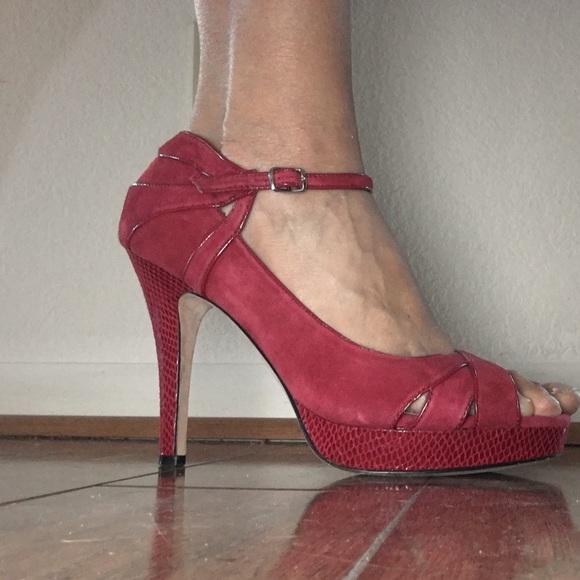 WHBM red suede heels. Size 9