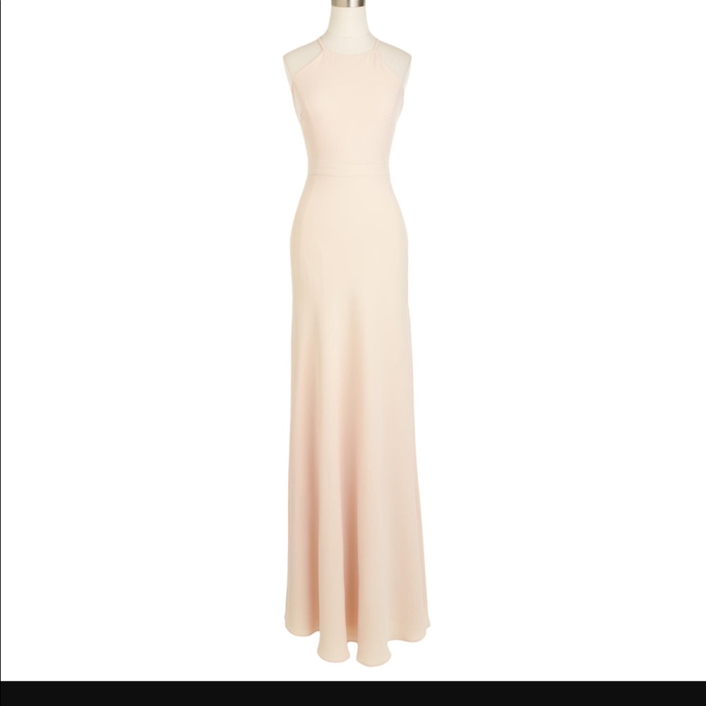 J. crew long bridesmaid dress in bone.