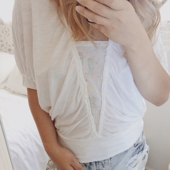 Free People Dolman Sleeves Shirt-white - Picture 2 of 4