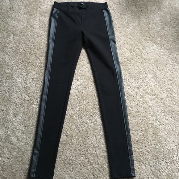 Black leggings with pleather on the sides