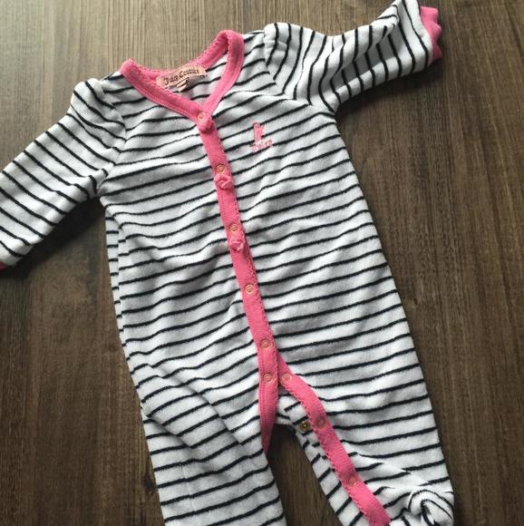 Juicy Couture adorable striped with pink Bows footed outfit!! So cute! 0-3 months! Bonus surprise with this purchase!