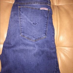 Hudson medium wash denim with raw cut bottoms