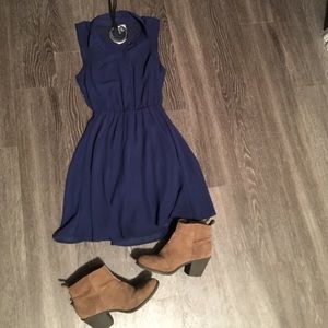 Navy Blue Collared Dress