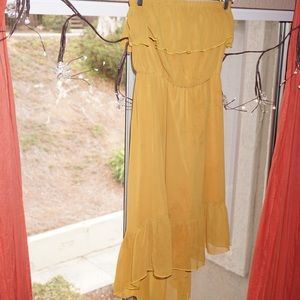 Beautiful mustard yellow strapless dress!