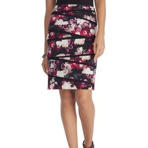 White House Black Market tiered floral print skirt