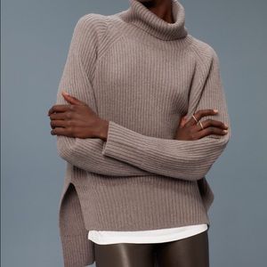 Aritzia Lin sweater dark oatmeal Italian merino