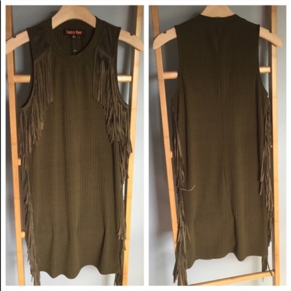 NASTY GAL Olive Fringe Dress - Picture 3 of 3