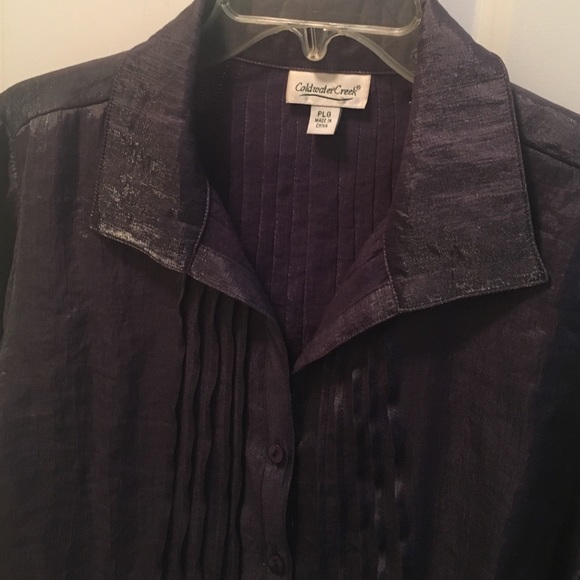 COLDCREEK PURPLE SATEEN LOOK FRENCH CUFF BLOUSE - Picture 2 of 4