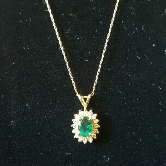 SOLD.  Emerald & Diamond necklace