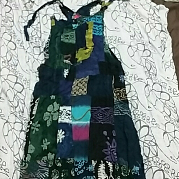 Patchwork overall dress