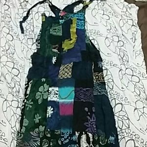 Patchwork overall dress