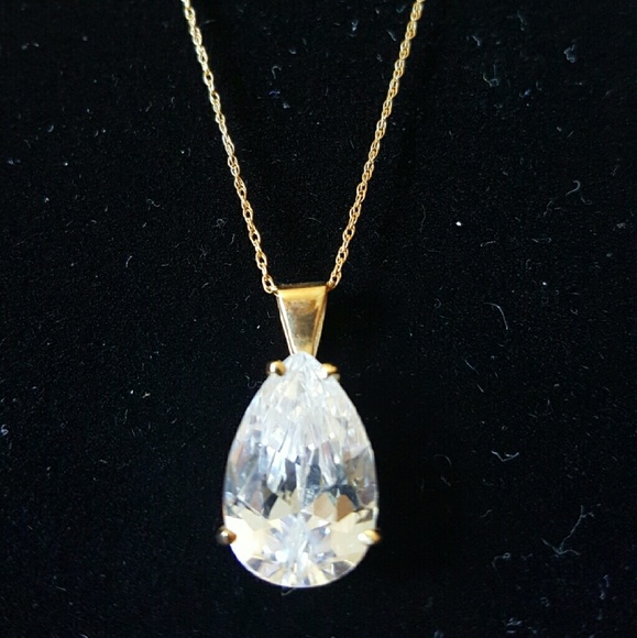 CZ teardrop pendant