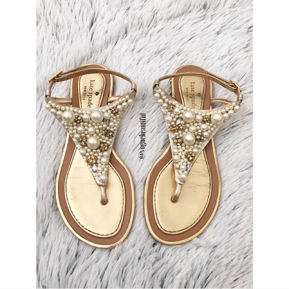 kate spade Shoes - Kate Spade Gold Imani Bead & Crystal Sandal