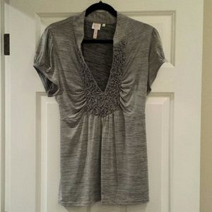 Gray tie back top