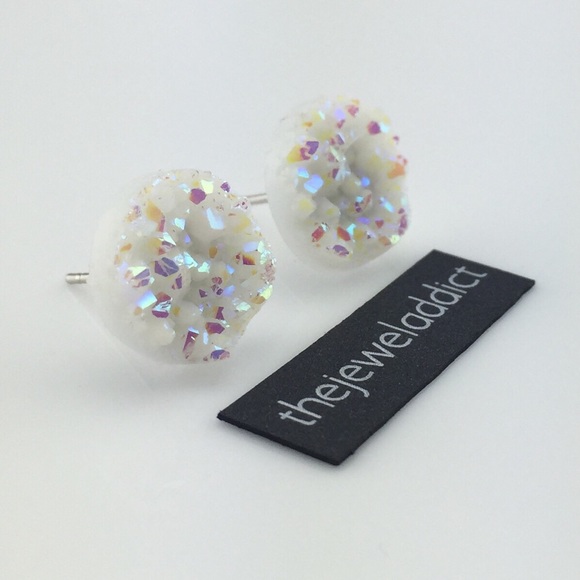 3 for 15🎀Opal white faux Druzy studs - Picture 4 of 9