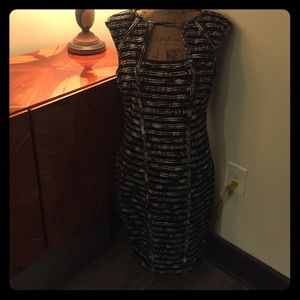 Cache black white bodycon dress