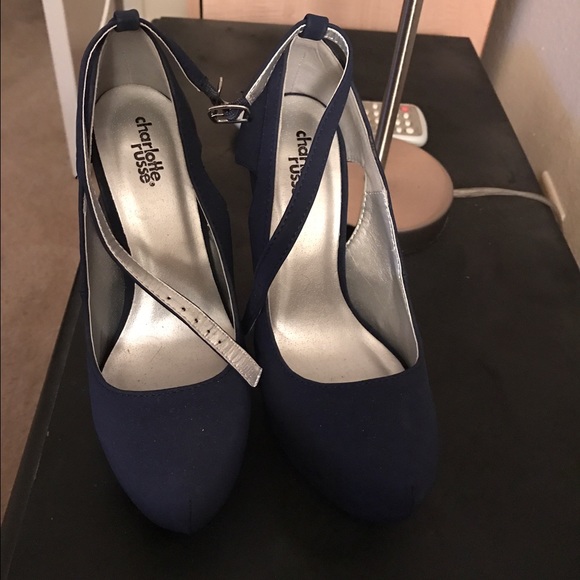 Never worn navy blue platform heels