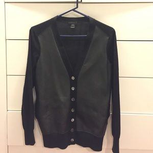 J.Crew Collection Leather Front Cardigan
