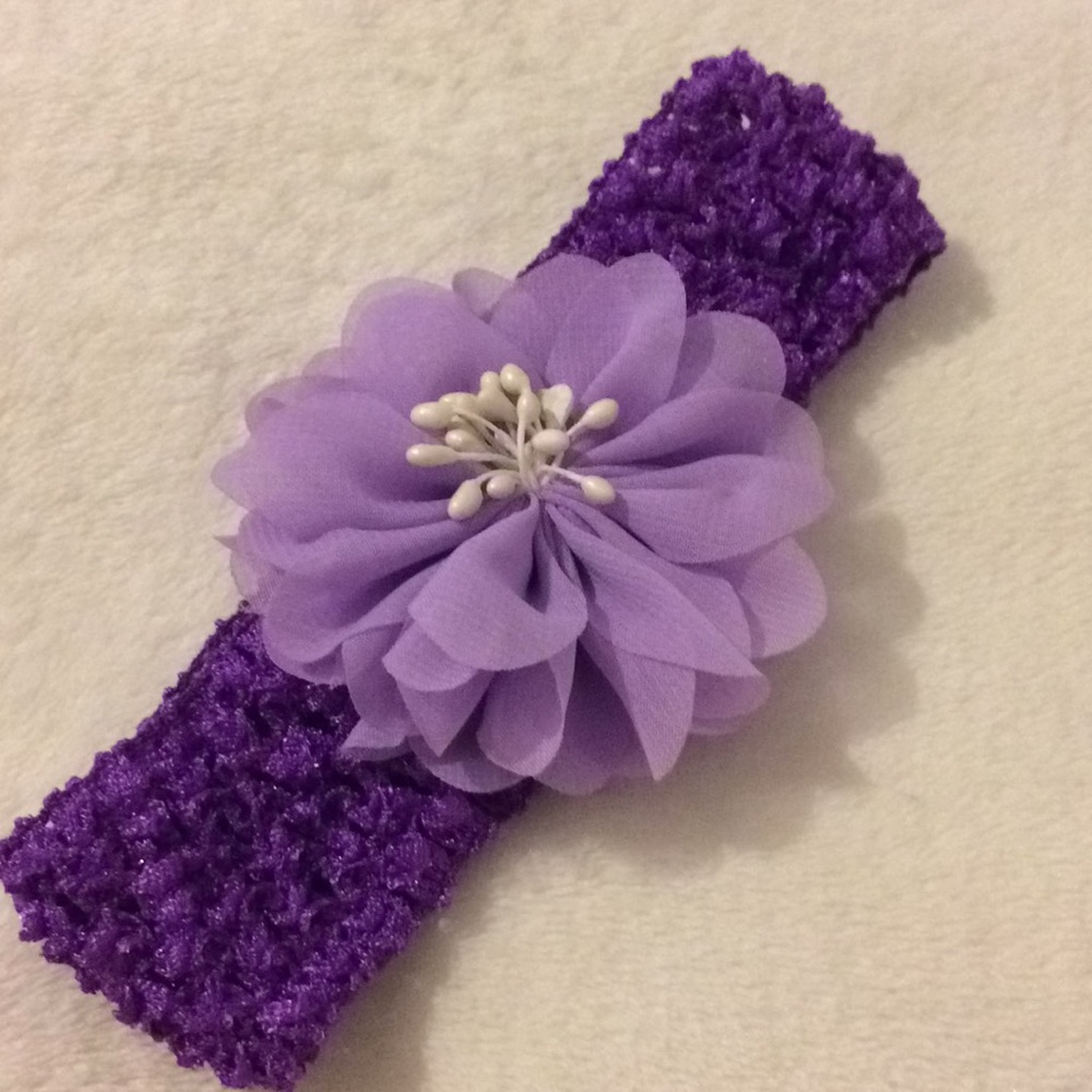 Dark purple crochet hair band flower detail