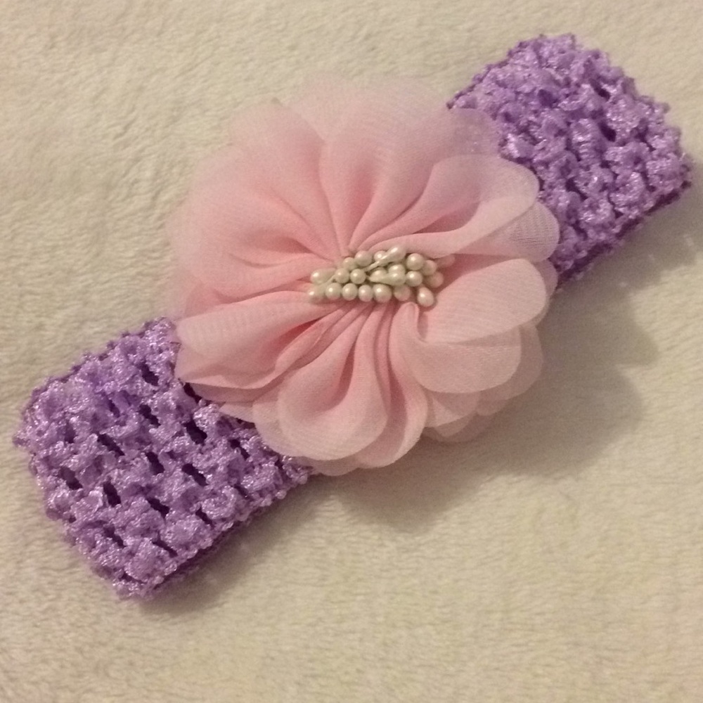 Purple crochet band with flower detail