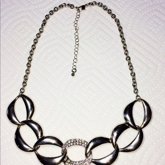 Silver Rhinestone Statement Necklace - Picture 2 of 2