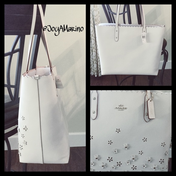 Coach Floral Appliqué Tote Handbag - Picture 2 of 5