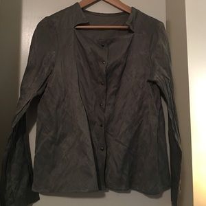 Babette satin snap jacket, dark natural, sz S.