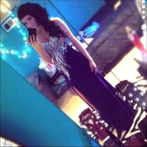 Purple sequin prom dress