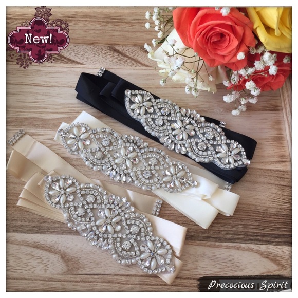 Accessories - Formal ribbon rhinestone crystal gem sash belt  😍