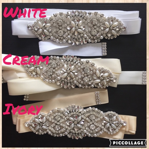 Formal ribbon rhinestone crystal gem sash belt  😍 - Picture 4 of 5