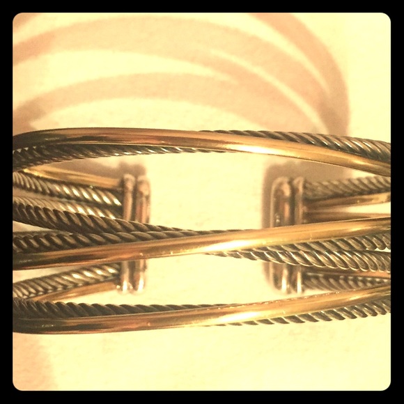 David Yurman 'Crossover' Four-Row Cuff with Gold